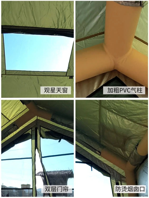 8 ㎡ Camping Outdoor Tent for 4~6People No Pitch Rainproof Sunproof Wind Resistant Hiking Marquee with Skylight & Chimney Outlet