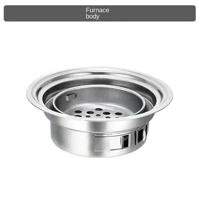 Stainless Steel Korean Barbecue Grill Round Household Commercial Camping Party Charcoal Grill Portable Charcoal Barbecue Grill