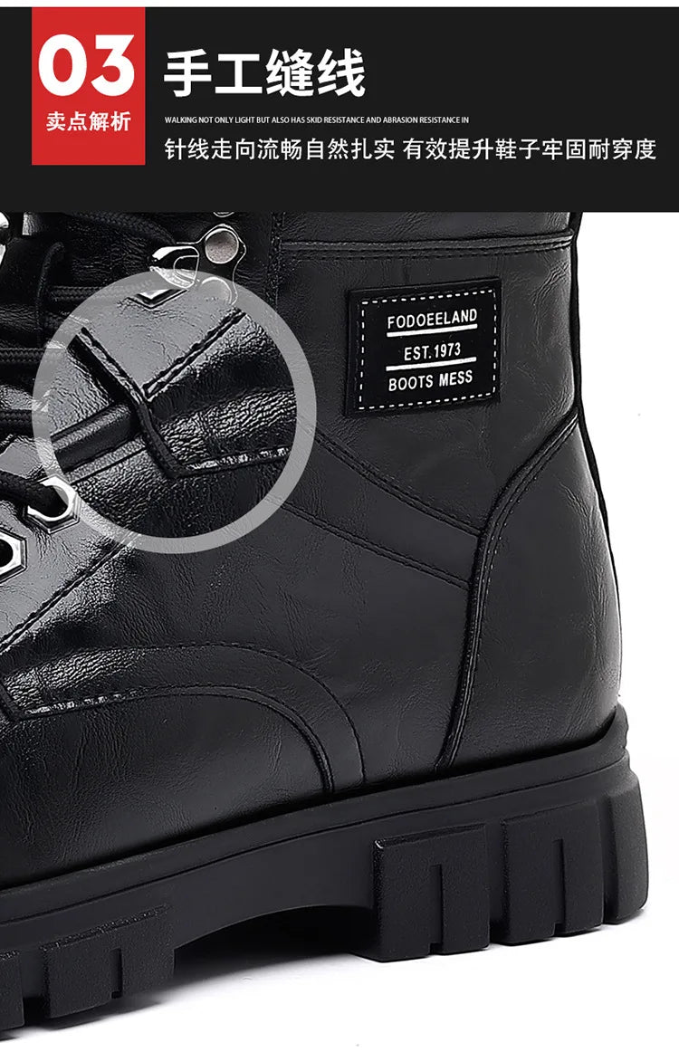 Winter Cotton Shoes Men Fashionable High-top Wear-resistant Shoes Thick-soled Plus Velvet Snow Boots Outdoor Non-slip Work Boots