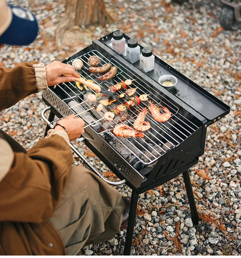 Naturehike Vertical Barbecue Rack Foldable Barbecue Charcoal Grill Stainless Steel Folding BBQ Grill For Outdoor Cooking Camping