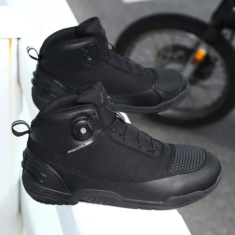 Men's Motorcycle Shoes New Waterproof Breathable Motorbike Shoes Men Motorcycle Short Boots Motos Bike Riding Shoes QK02
