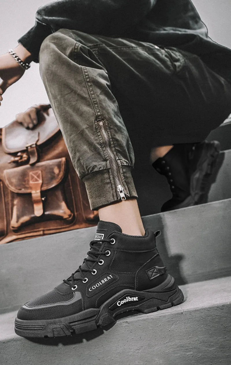 2024 Men's Boots Casual Shoes Winter Leather Designer Luxury Ankle Boots Platform Work Safety Shoe Sports Shoes Men's Boot Botas