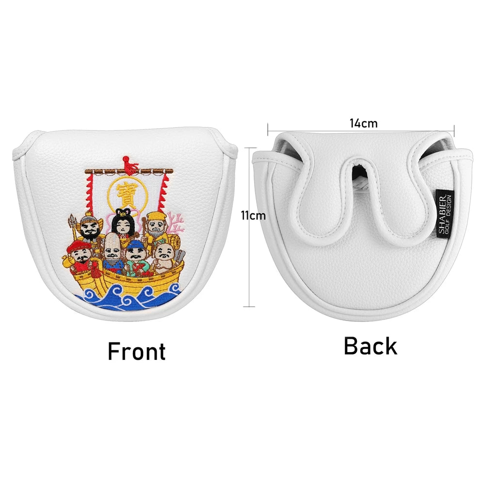 Crane Japan Embroidery Magnetic Closure Center shafted Golf Mallet Putter Headcover Golf Blade Putter Cover