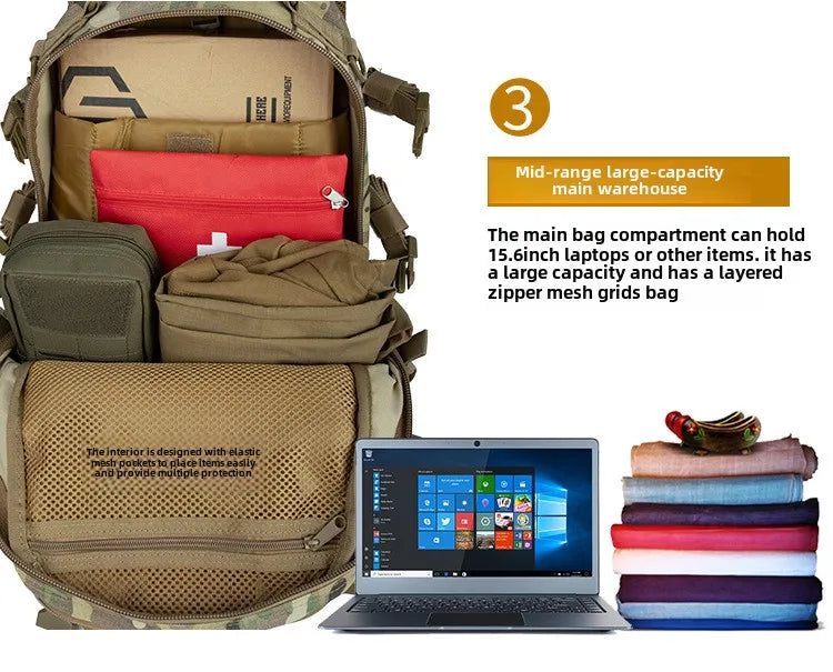 Yakota Tactical Backpack Hiking Outdoor Bag Camouflage Double Shoulder Dragon Egg Bag Student Commuter Computer Backpack