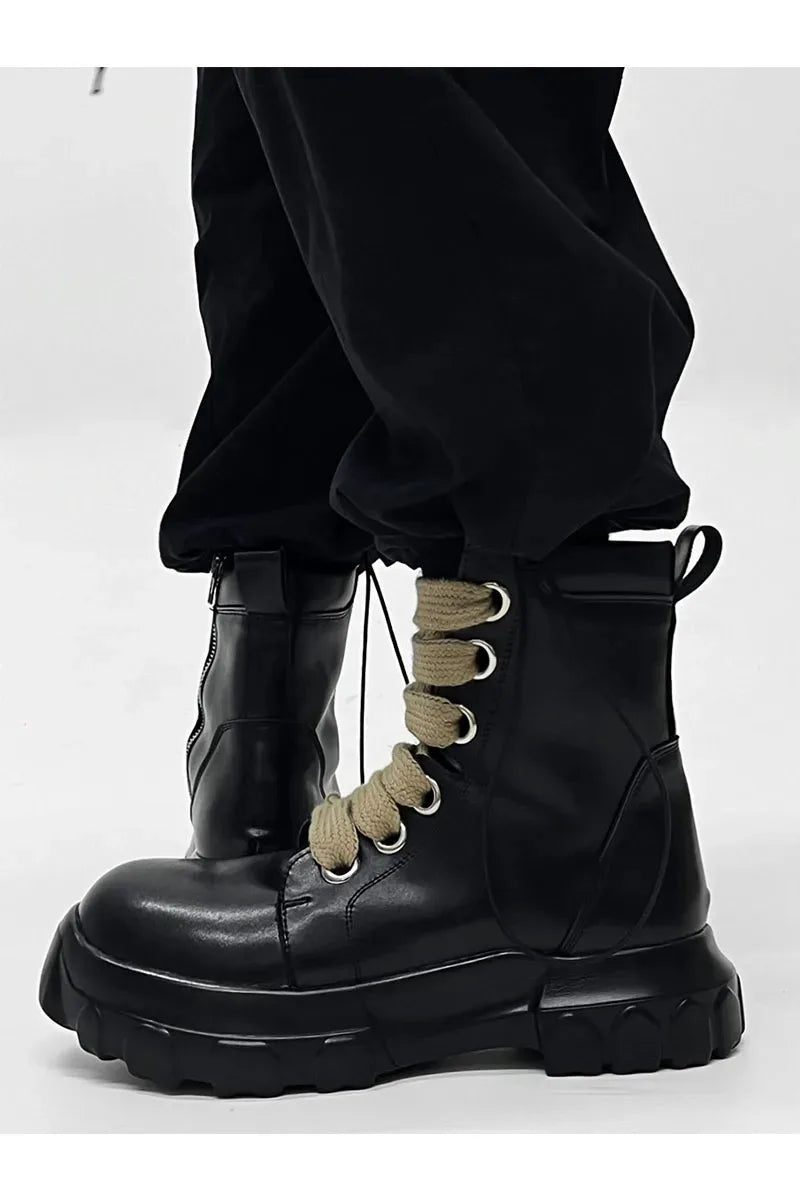 Autumn Motorcycle men Ankle Boots Street Goth Platform Rock Chunky Heels Punk Designer Shoes Knight Short Boots Woman Winter