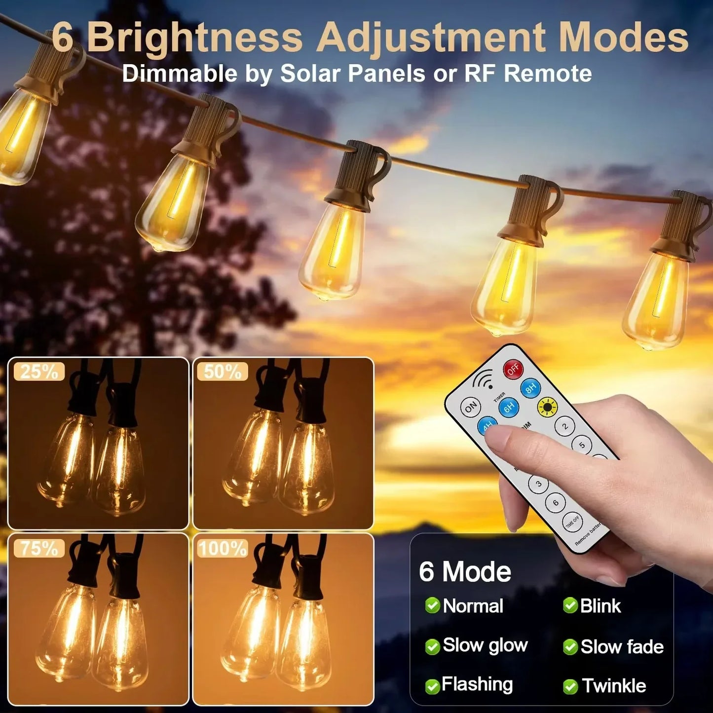 Waterproof Outdoor Solar Light Garden ST38 1200MAH LED Solar Lighting Garland Shatterproof 25ft 32ft Solar Street String Lights