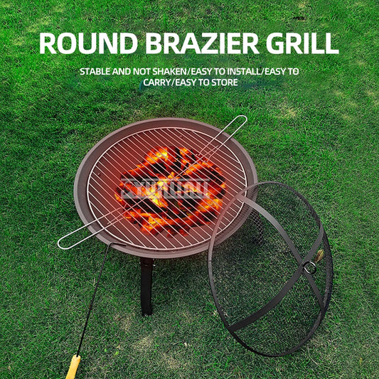55cm Outdoor Round Brazier Foldable Barbecue Grill, Tea Heating Stove, Firewood Stove, Barbecue Stove, Carbon Bonfire Brazier KR