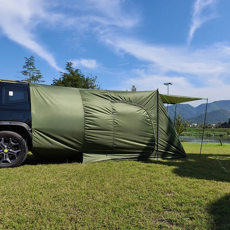 SUV Car Tent with Big Awning, Rear Tent, Camping, Multi-Use Tarp, Roomy Family Camping Tent with Floor, Car Side Tent