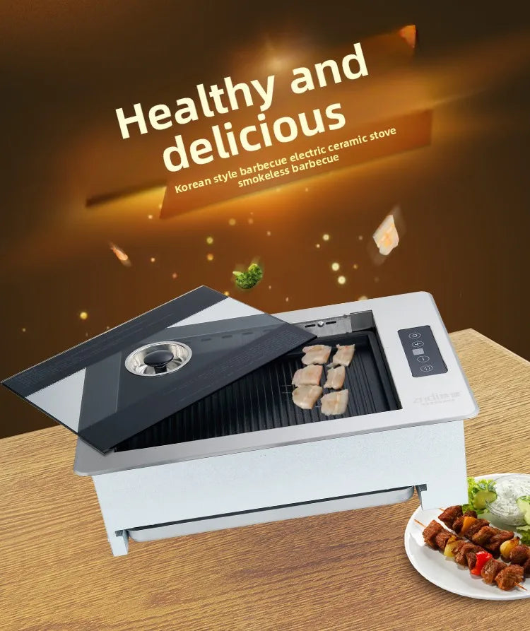 BBQ Grill Commercial 220V Korean Style Smokeless Square Stainless Steel Electric Grill