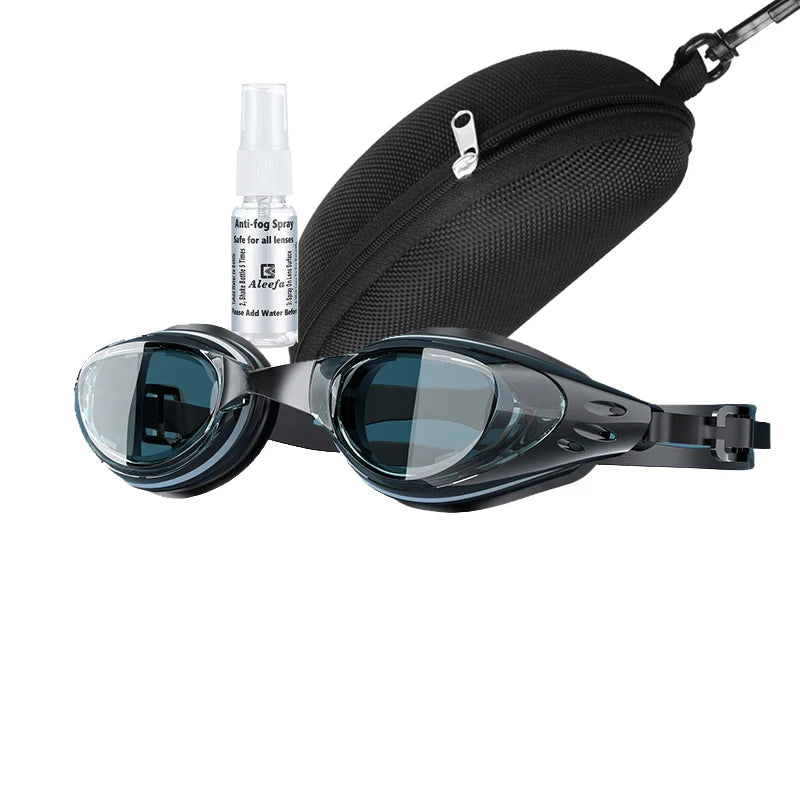 Custom Myopia Prescription Swim Goggles for Adult Kids, Anti-Fog,Left/Right Different  Power (-6.0 to Plano),  Adjustable Strap