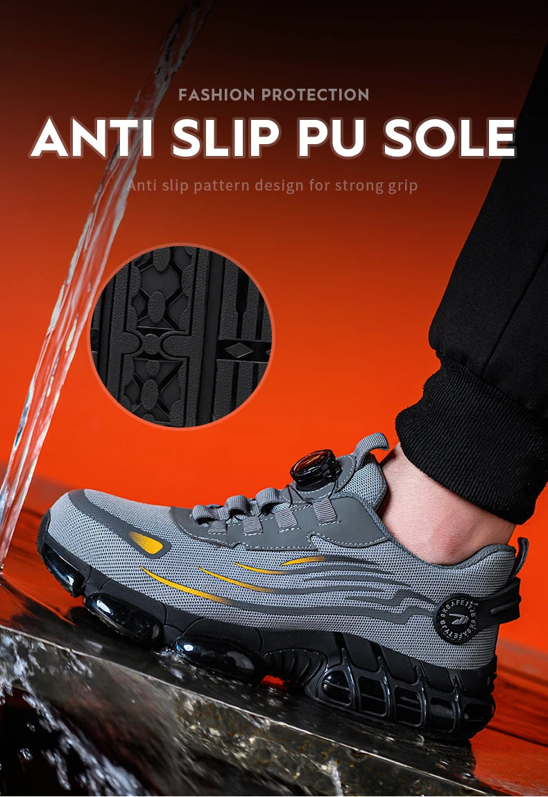 Rotating Button Safety Shoes Men Puncture-Proof Work Sneakers Protective Shoes Brand Indestructible Steel Toe Shoes Work Boots