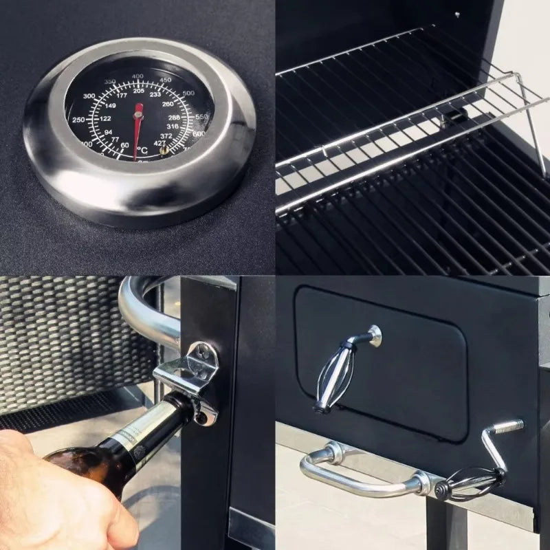 Garden Backyard Classic Charcoal BBQ Grills Large Cooking Area BBQ Party Square BBQ Grill with Trolley