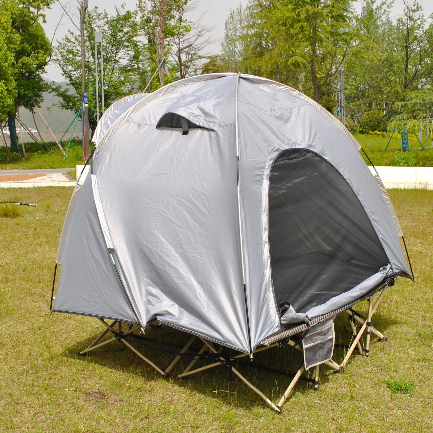Off-Ground 3 Person Camping Fishing Tent with Double Mesh Doors - Insect Blocking, Durable Design, Easy Setup,Excluding bed