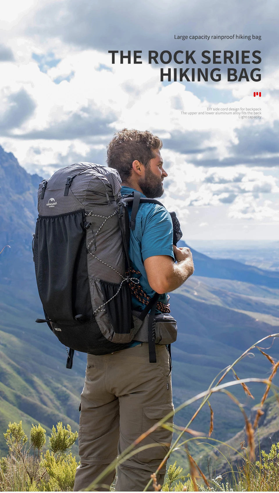 Naturehike Climbing Backpack 60+5L Camping Backpack Travel Bag Large Capacity Military Mountaineering Backpack With Rain Cover