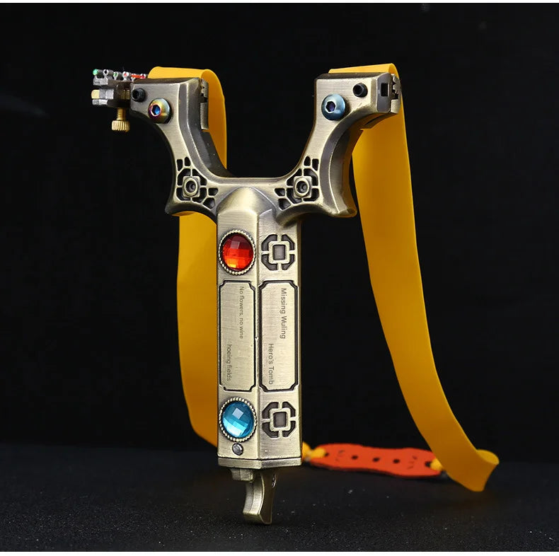 Powerful Alloy Slingshot Outdoor Hunting and Shooting Catapult High Precision Practical Quick Pressure Rubber Band Sligshot