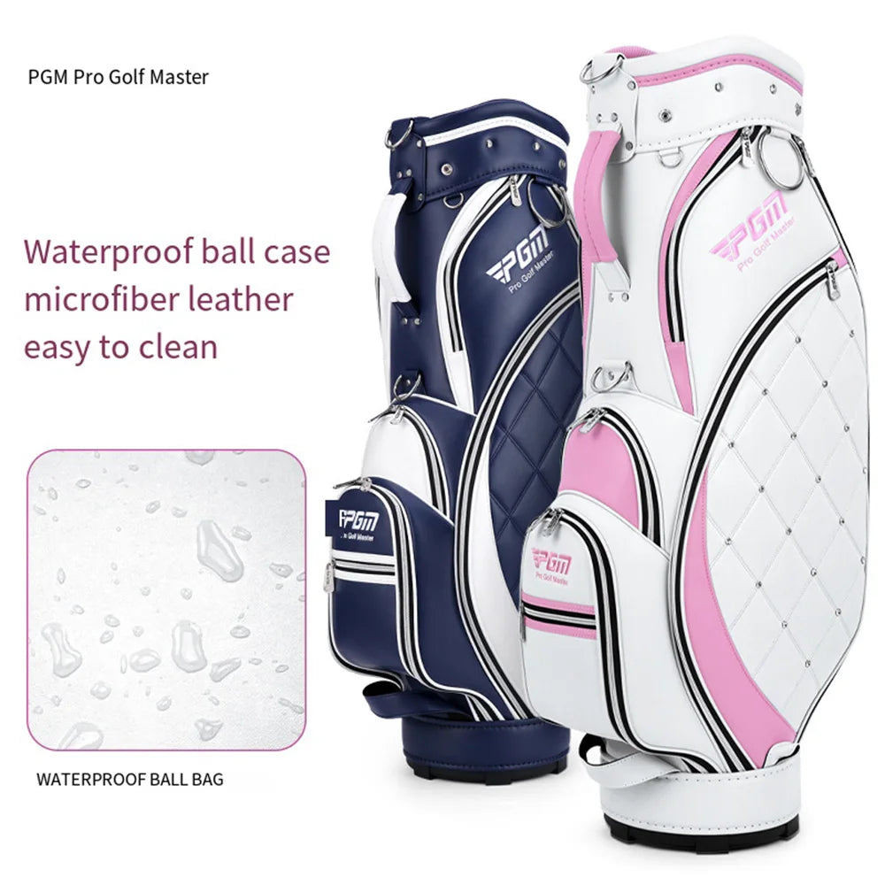 PGM Women Golf Stand Bag Portable Thickened Waterproof Cloth Ball Bag Wear Resistant High Quality Light TPU Golf Clubs Bag QB103