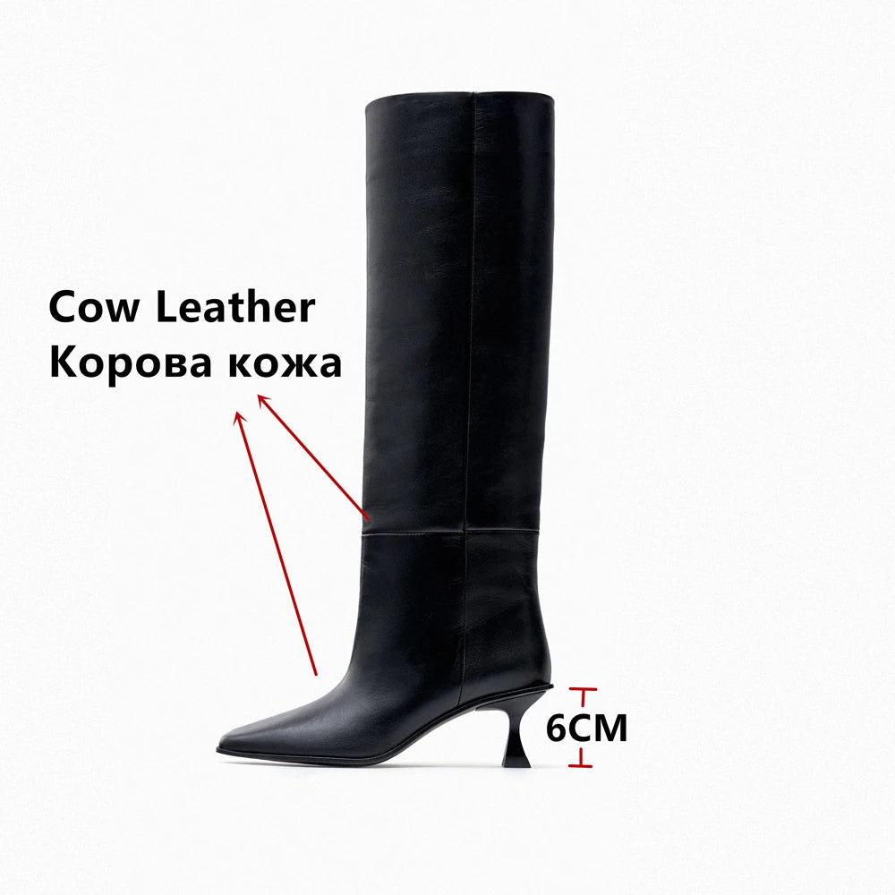 FEDONAS Fashion Women High Heels Genuine Leather Boots Autumn Winter Long Warm Knight Boots Female Shoes Woman