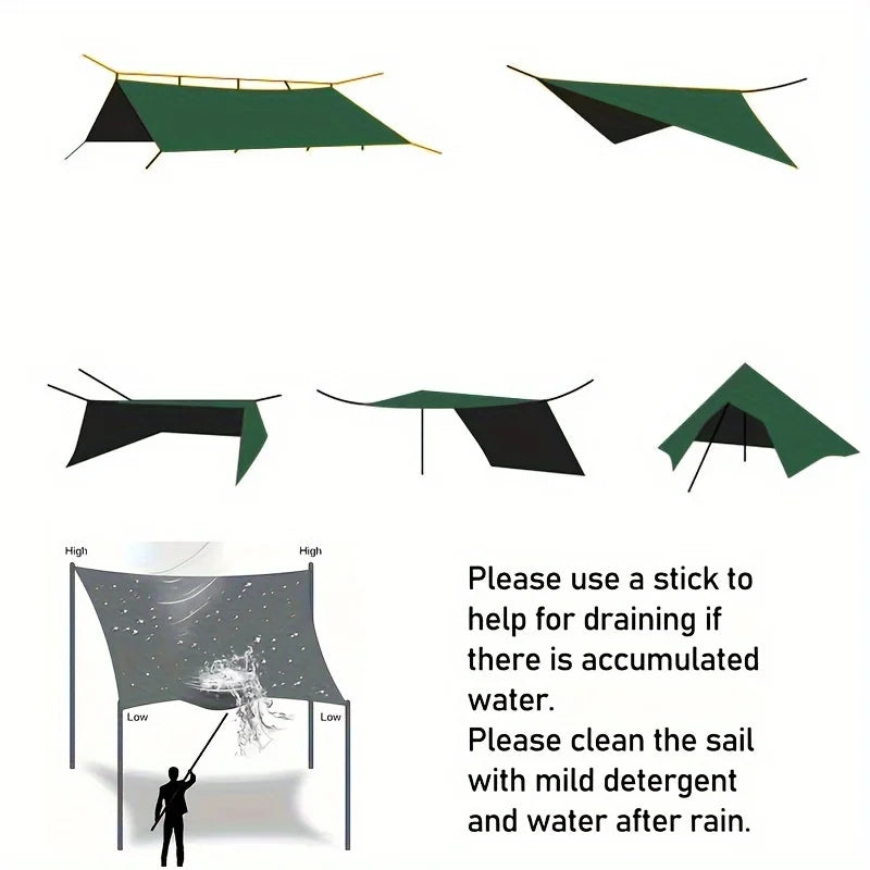 19 Hang Points Tent Tarp Survival Sun Shelter Shade Canopy Outdoor Backpacking Waterproof Camping Awning SunShade