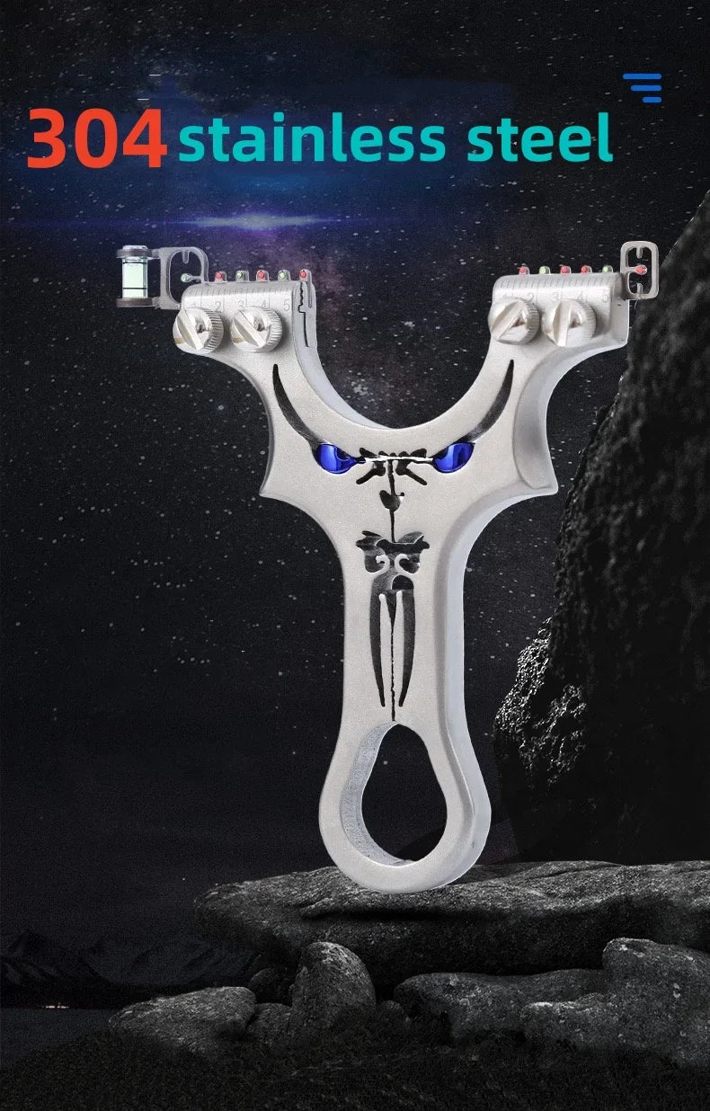 Flat rubber Band Outdoor Shooting Powerful Handheld Bow New  Professional 304 Stainless steel Slingshot For Hunting Catapult