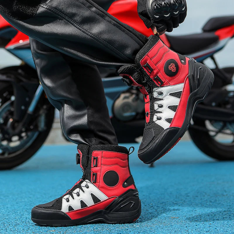 Motorcycle Shoes Riding Men Boots Motorcycle Casual Shoes Microfiber Waterproof Anti-slip Outdoors Travel Equipment Sneakers