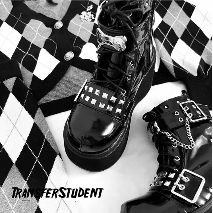 Women Boots New Fashionable Comfortable Platform Soft Women's Ankle Boots Elegant Dark Motorcycle Women's Leather Boots Zapatos