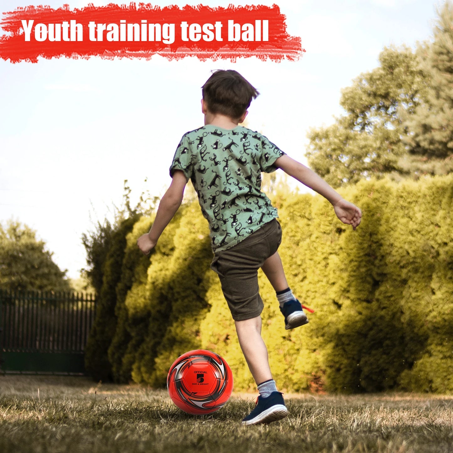 Professional Soccer Ball Size 5 Official Soccer Training Football Ball Competition Outdoor Football Red