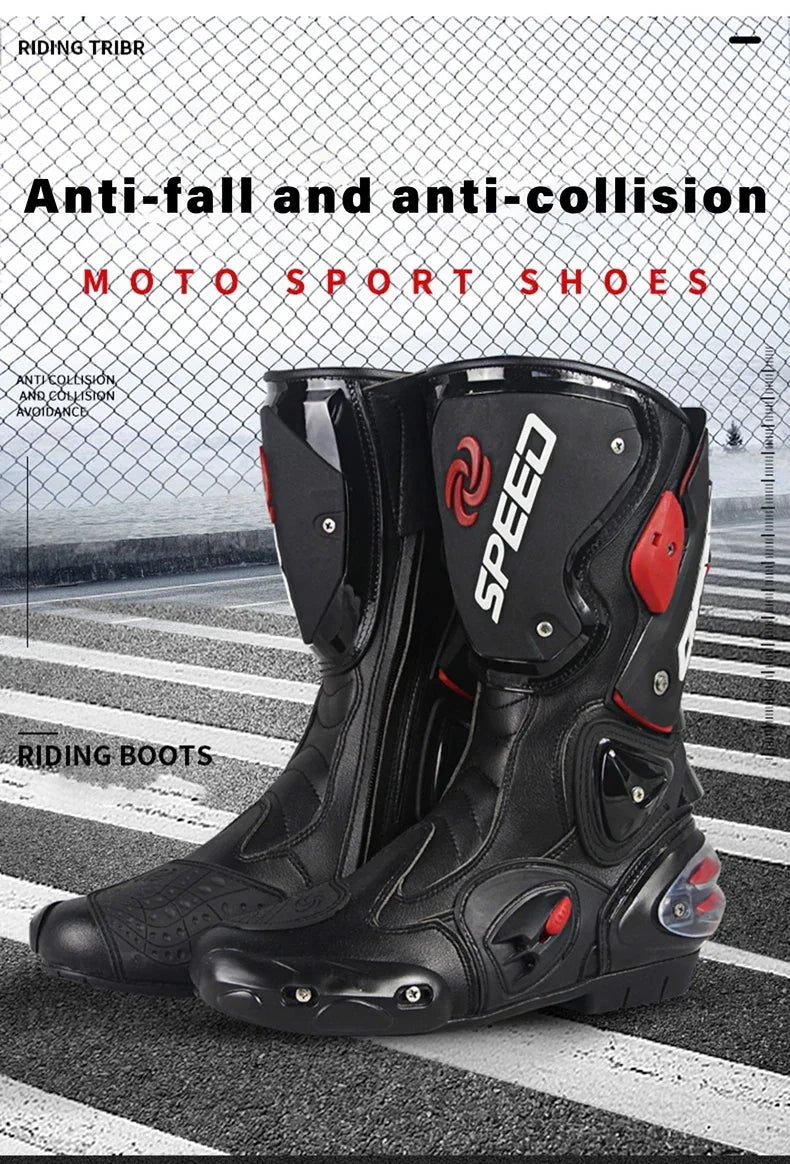 Riding Tribe Men Leather Motorcycle Boots Moto Ridding Racing Motocross Off-Road dirt bike Motorbike Shoes Botas Motor Boot
