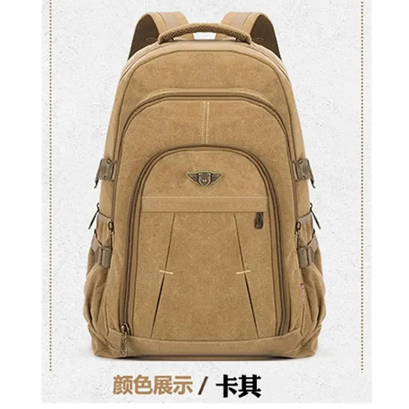 70L Thick Canvas Camping Backpack Large Capacity Waterproof Outdoor Trekking Travel Climbing Bag Luggage Rucksack Men Hiking Bag