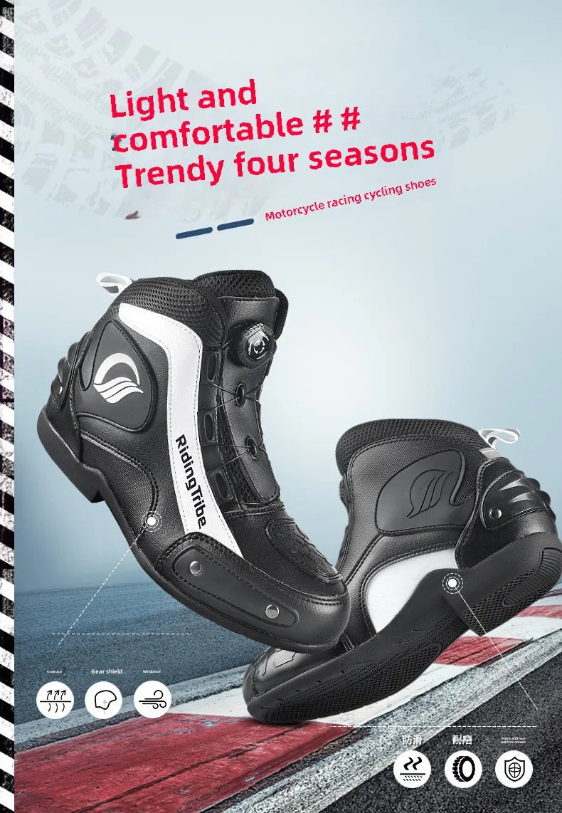 Motorcycle Cycling Shoes with Lock Motorcycle Boots Mountain Bike Racing Fall-proof Summer Waterproof Breathable Casual Boots