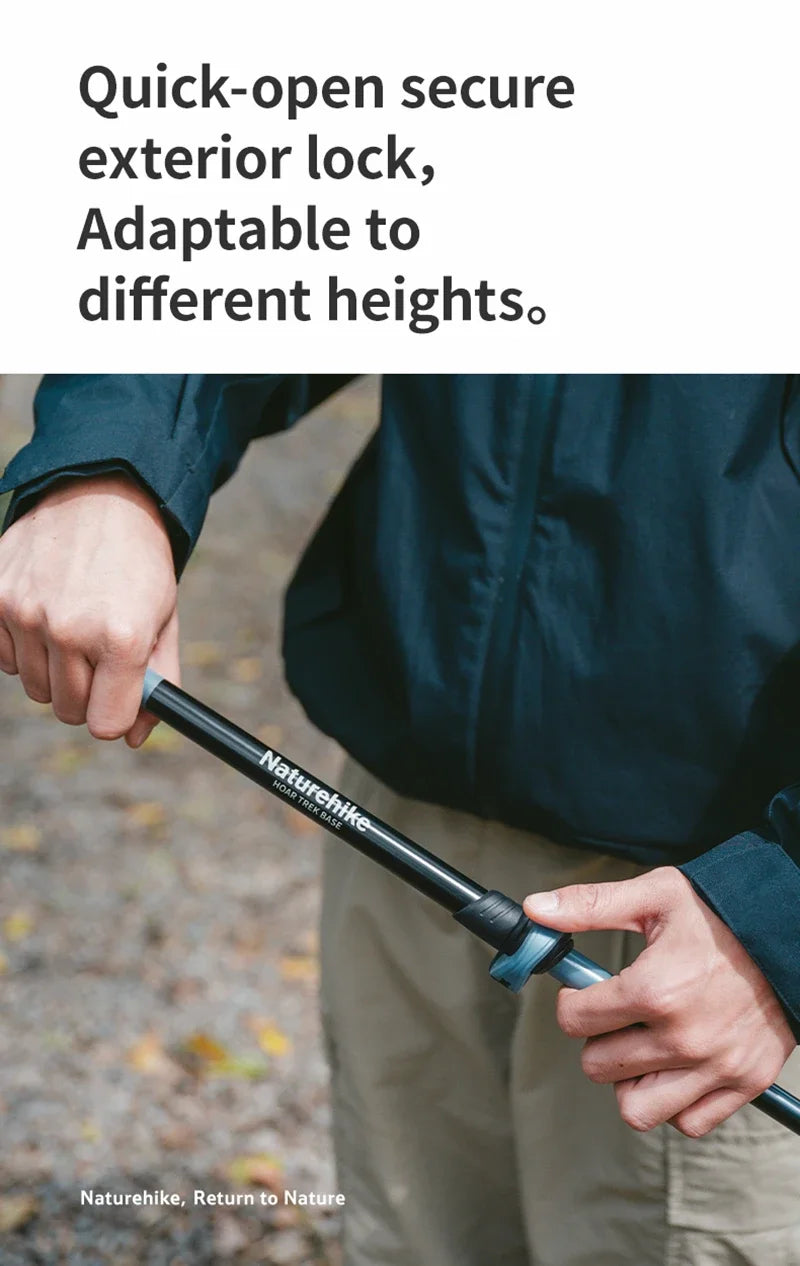 Naturehike Folding Trekking Pole Foldable Walking Stick for Walk Climbing Retractable 3 Sections Telescopic 6061 Aluminum Alloy