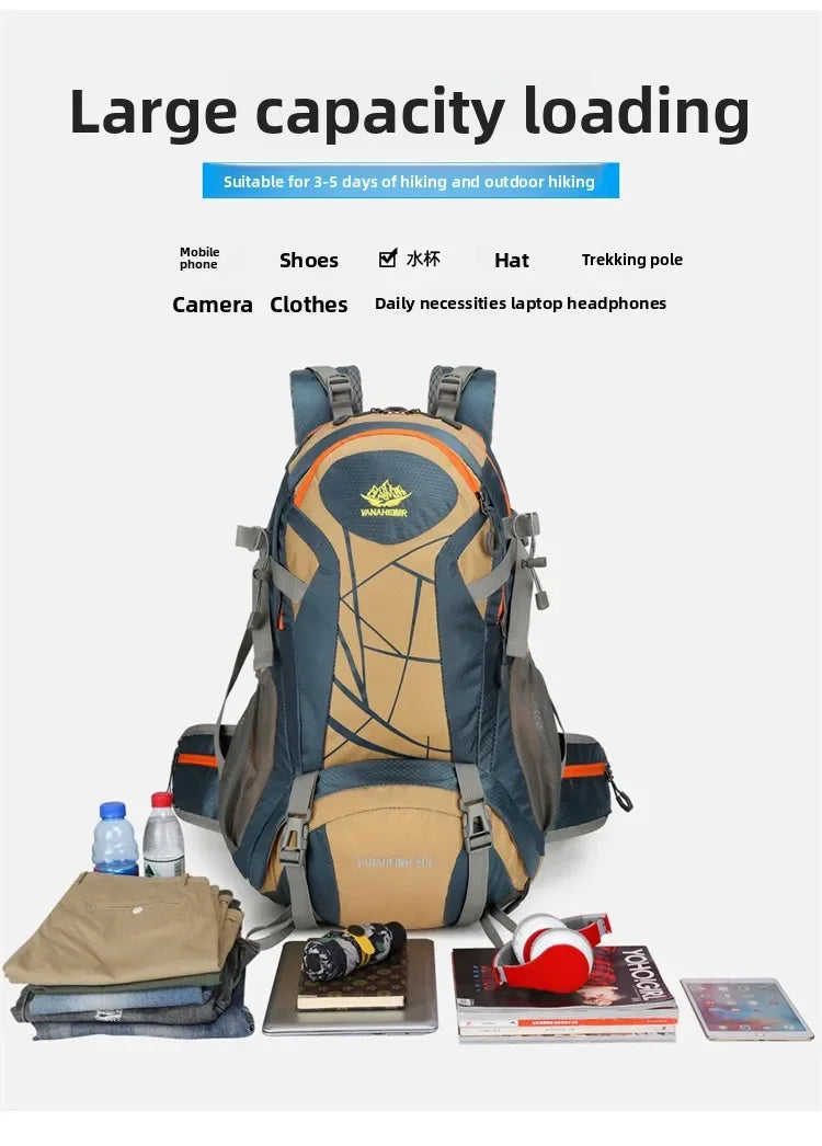 Mountaineering backpack 40 liters men's and women's outdoor sports bag waterproof camping hiking rain