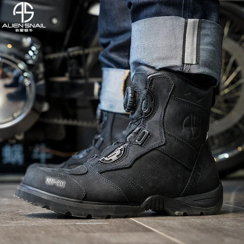 MT-20 Anti-fall Motorcycle Rally Boots MT-10 Leather Waterproof Riding Shoes Knob Design Racing Motorcycle Riding Cowhide Boots