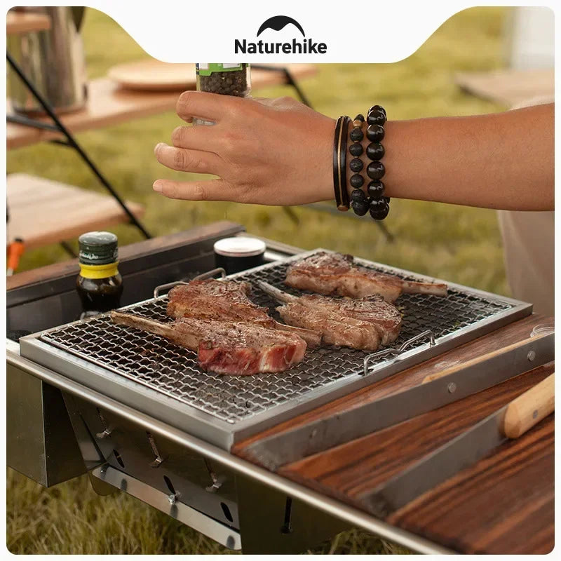 Naturehike-Stainless Steel Folding Barbecue Grill For Home And Outdoor Charcoal Kebabs Smokeless Portable Collapsible Barbecue,L