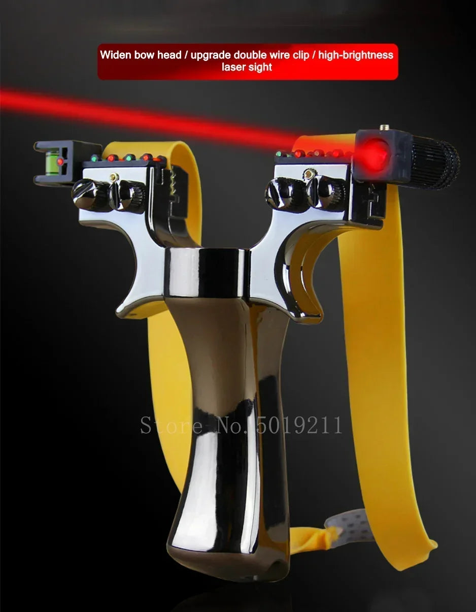 Powerful Laser Slingsshot Upgrade Outdoor Shooting Catapult Double Screw Quick Pressure Rubber Band Hunting Slingshot