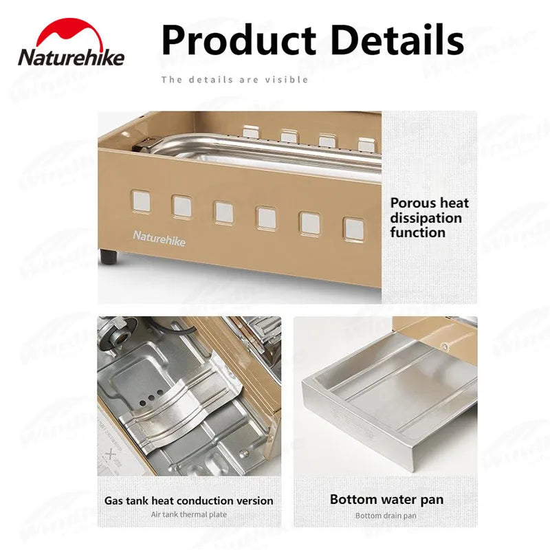 Naturehike Camping Gas Stove Burner 2300W Strong Fire Cooking Furnace Outdoor Picnic Barbecue Fry Grill Boil Pot Pan Portable