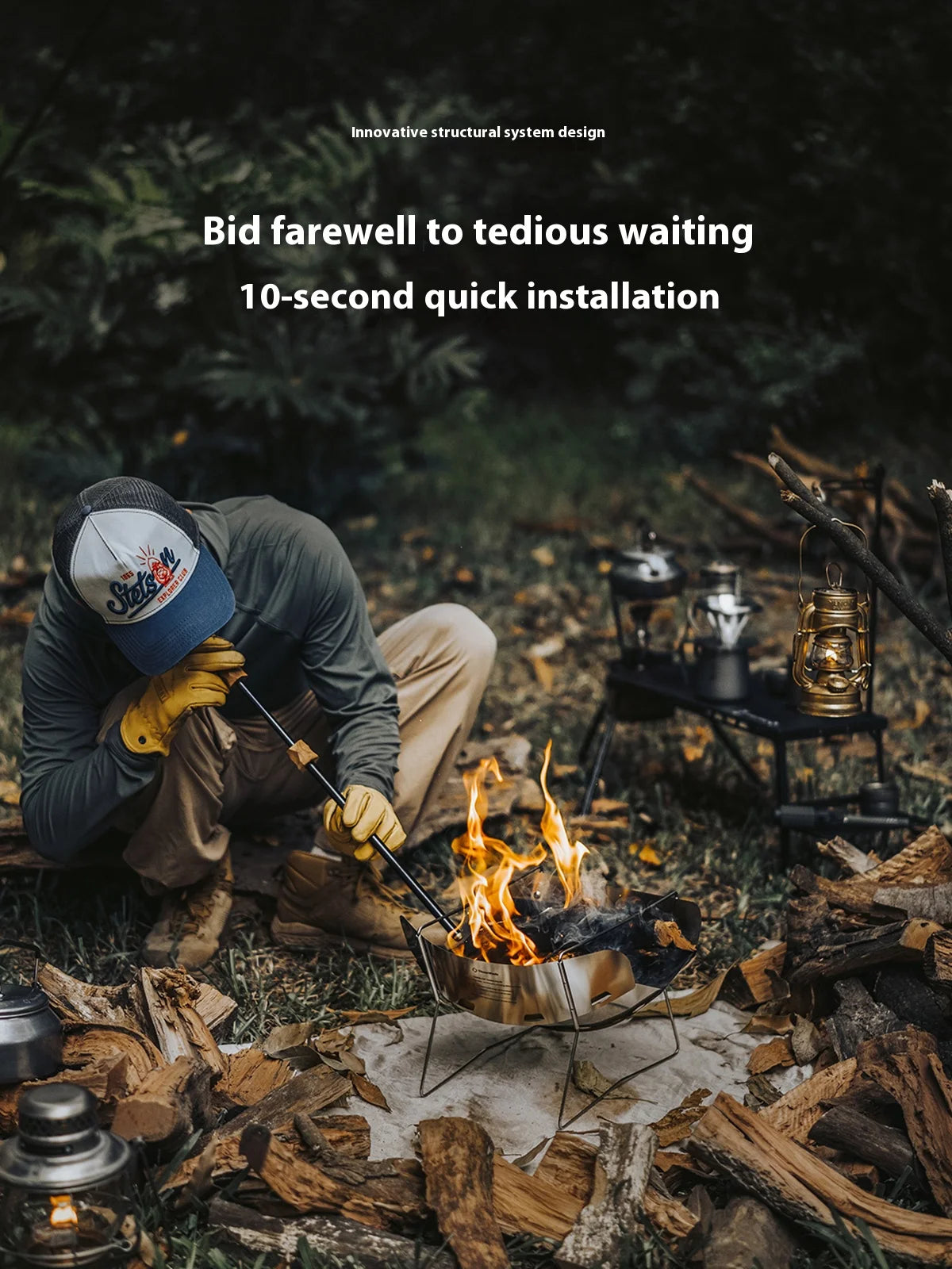 Ultralight Folding Fire Pit Grill – Portable Wood Burning Camp Stove for Outdoor Camping, BBQ Rack with Bonus Grate