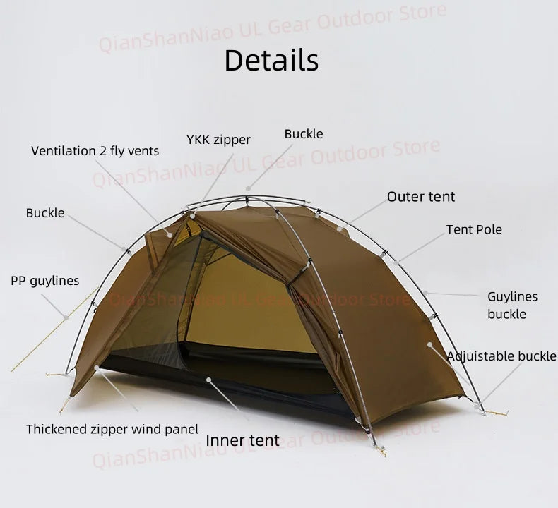 3F UL Gear Taiji 1 Tent Ultralight Single Person Outdoor Camping Tourism Tent Mountaineering Windproof Hiking Tent 1 Person