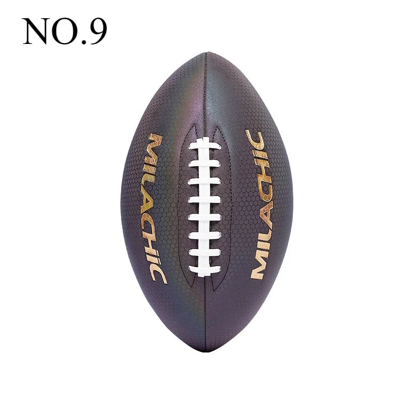 Training Reflective Rugby Ball Professional Grade Ball Toss Kick Practice for Youth Adult, Indoor and Outdoor Use, Size 3, 6, 9
