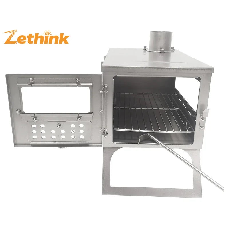 Titanium Alloy Glass Removable Portable Folding Wild Cooking Stove with Chimney Outdoor Stove Tools for Camping Hiking