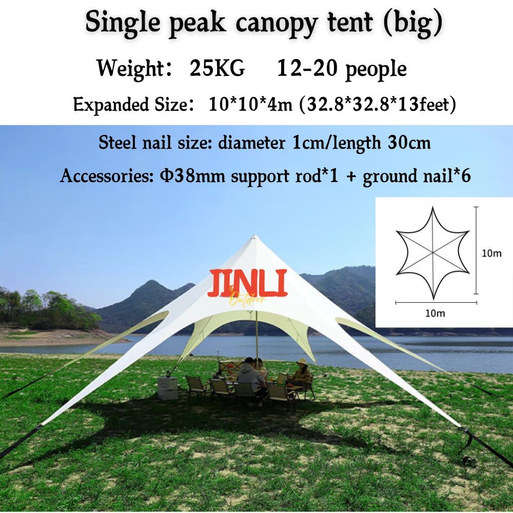 Single Double Pole Star Canopy Tents Octopus Canopy Thicken 900D Oxford Cloth Shape Stretch Canopy Outdoor Peaks Starshade Tents