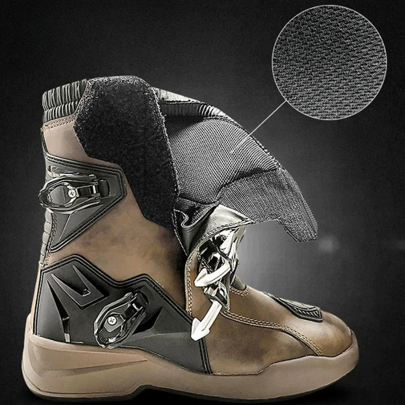 Scoyco Enduro Motorcycle Boots Waterproof Motorcyclist Botas Brown Leather Motocross Boots Off Road Racing Black For Men Knight