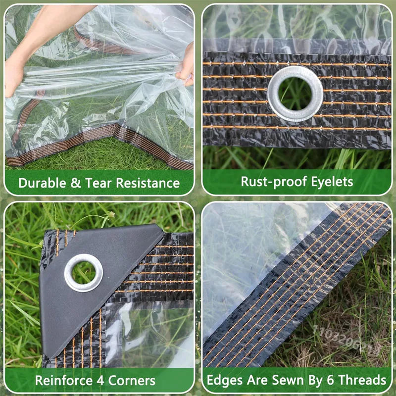 2x3m Transparent Plastic Gardening Shelter Film Waterproof Tarp Cloth for Terrace Succulents Insulation Tent Balcony Awnings