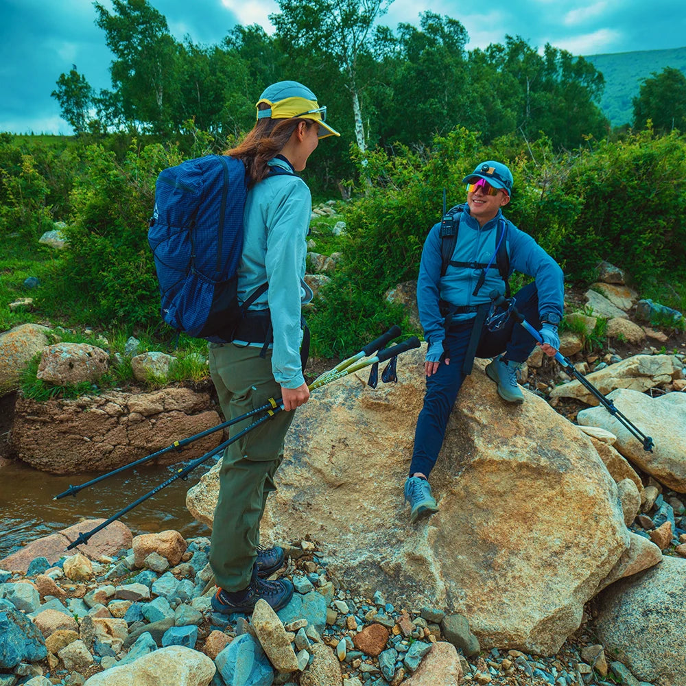 Widesea Trekking Poles 3section Telescopic Pole Carbon Installed Lock For Anti-slip Adjustment Portable Outdoor Walking Sticks