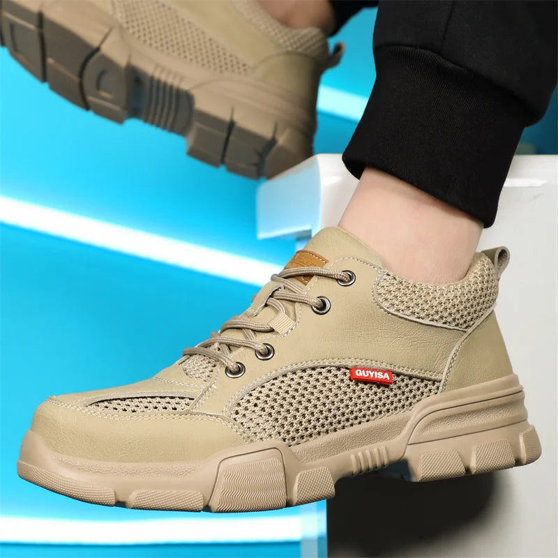Waterproof Wrok Safety Shoes For Men Summer Breathable Indestructible Boots Non-slip Industrial Construction Shoes Male Footwear