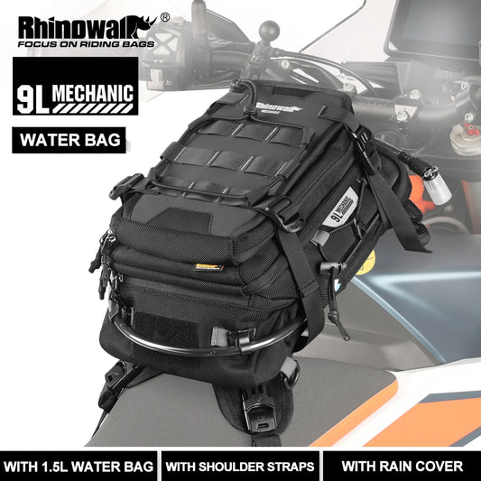 Rhinowalk Motorcycle Tank Bag 9L Versatile backpack With rain cover With 1.5L water bag MOLLE System Multi-compartment Universal