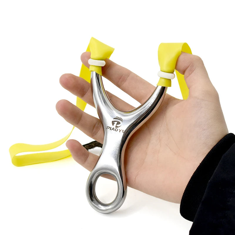 All-metal Stainless Steel Slingshot Portable Outdoor Shooting Hunting Catapult Leisure Toy Hunting Equipment With Rubber Bands