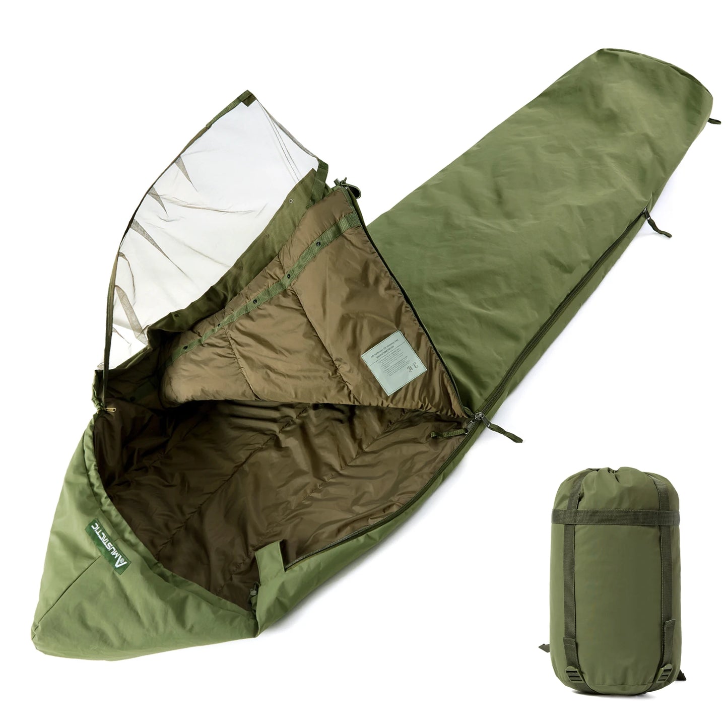 Akmax GT Tactical Military Sleeping Bag – Army Combat Mummy Bag with Waterproof Bivy Cover for Outdoor Camping, Hiking