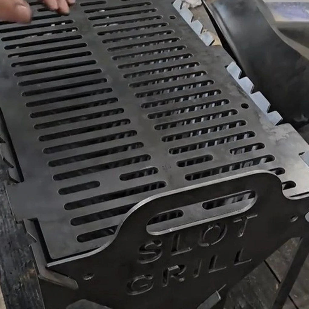 1PC Compact Outdoor Grill Foldable Slot Grill Portable Slot Grill Collapsible BBQ Tool-free Setup Lightweight Steel for Camping