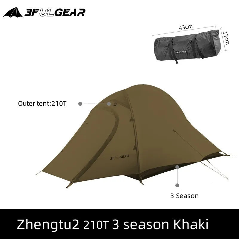3F UL Gear Zhengtu 2P Tent Two 2 Person 15D Silnylon Coating Nylon Double Layer Ultralight Camping Lightweight Hike For 4 Season