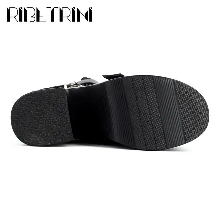 Punk Goth Women Motorcycle Boots Block High Heels Platform Shoes  Woman 2024 New Brand Luxury Fashion Design Cool Street Boots